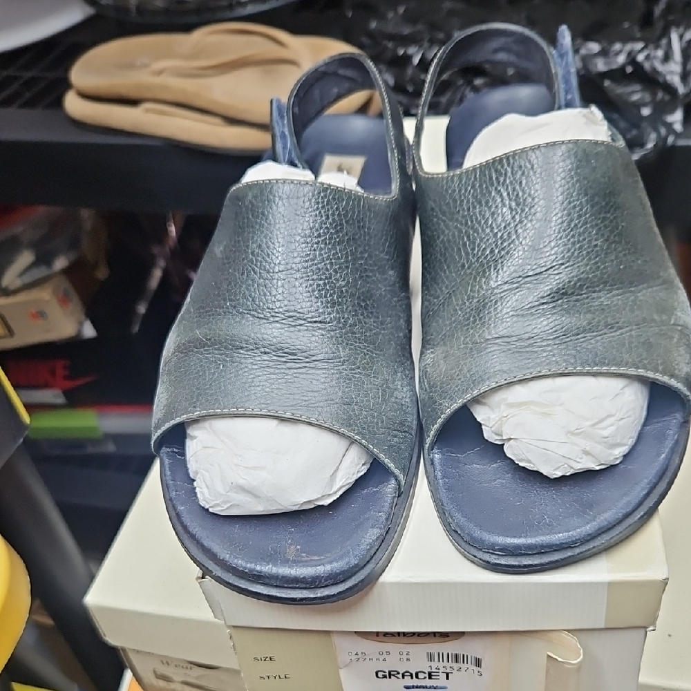 Talbots Slate Blue Leather Sandals